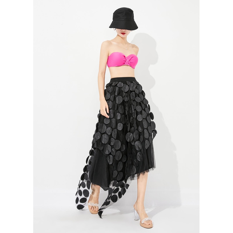 Stylish Black Asymmetrical Exra Large Hem Tulle A Line Skirts Summer