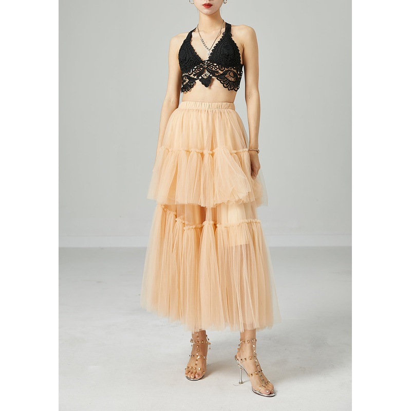 Apricot Tulle Holiday Skirt Layered Design Exra Large Hem Summer