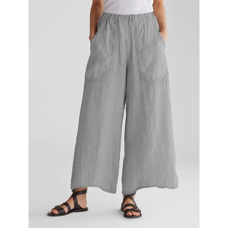 Cotton-linen Pocket Loose Fit Daily Casual Pants