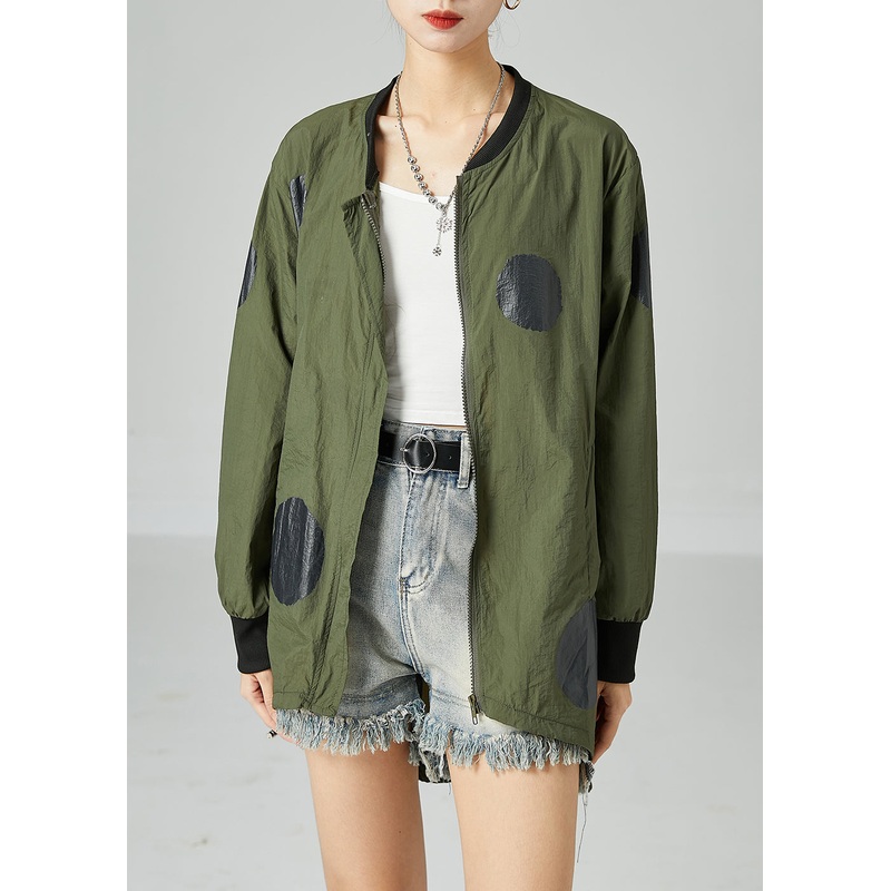 French Army Green Oversized Patchwork Drawstring Silk Coats Spring