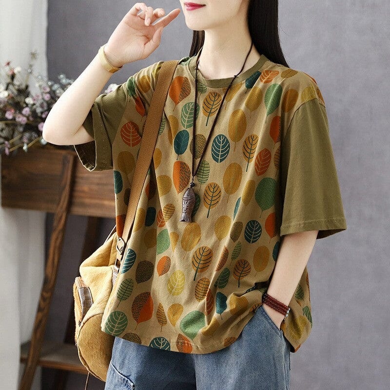 Loose Summer Retro Casual Print Tops