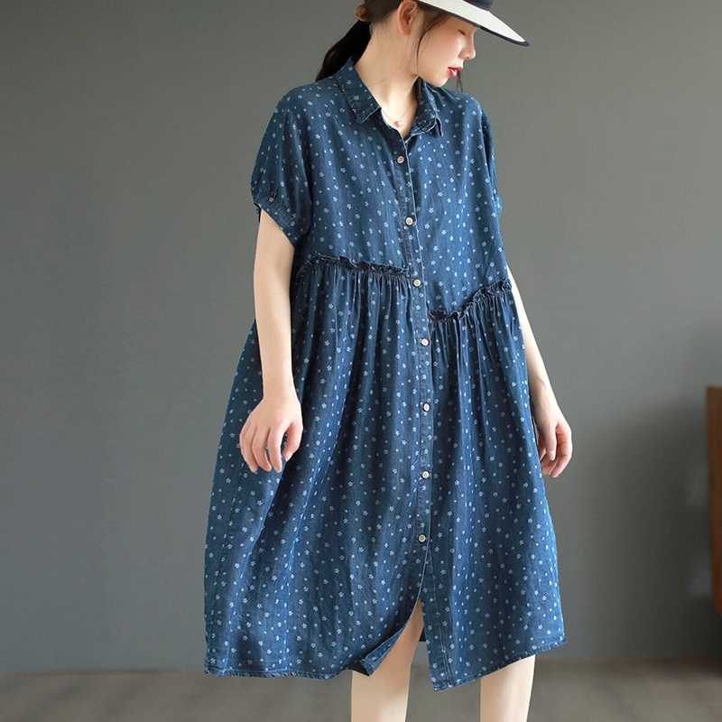 Summer Casual Fashion Floral Denim Dress