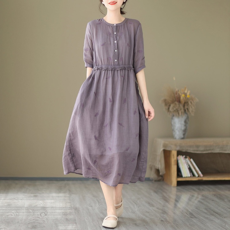Women Casual Minimalist Cotton Loose Dress