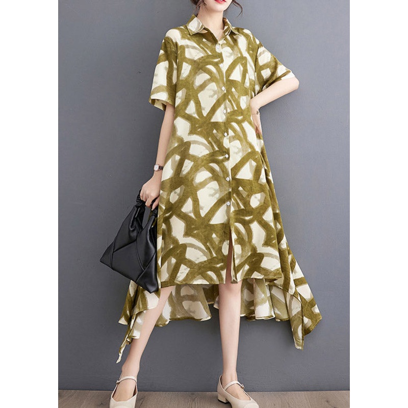 Yellow Peter Pan Collar Button Maxi Dress