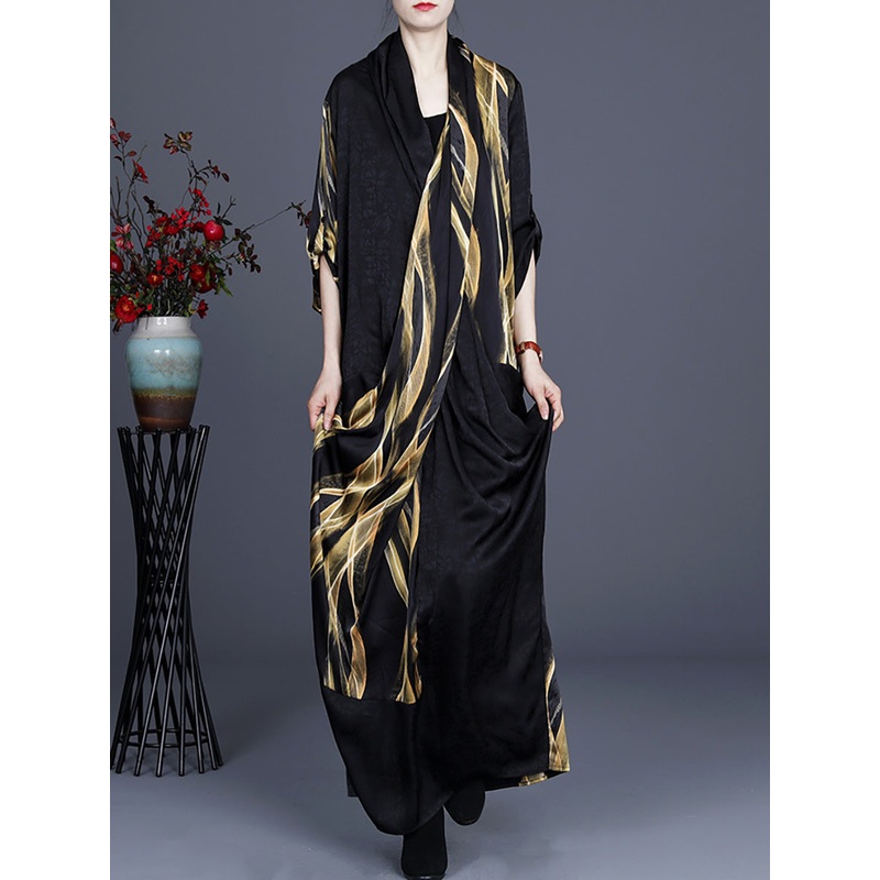 V Neck Irregular Vintage Maxi Retro Rope Dress