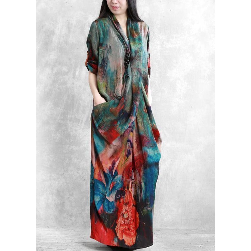 Loose v neck asymmetric Wonderful Summer Plus Size Dress Chiffon