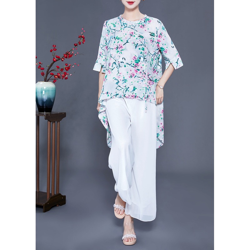 Modern Oversized Low High Design Side Open Chiffon Silk Tops Summer
