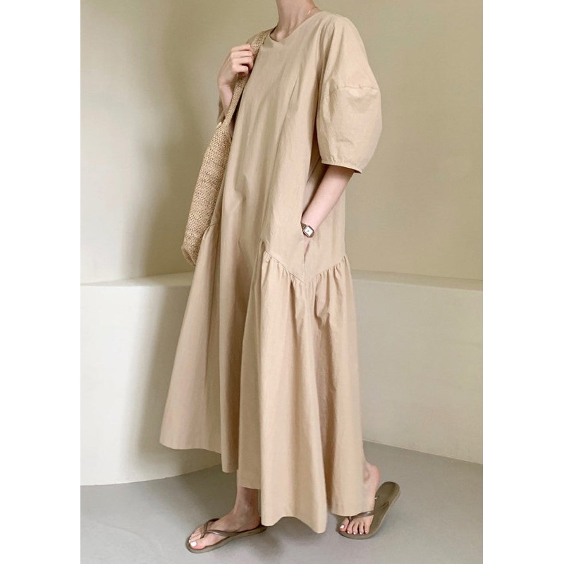 Women Apricot Patchwork Solid Maxi Dresses Summer