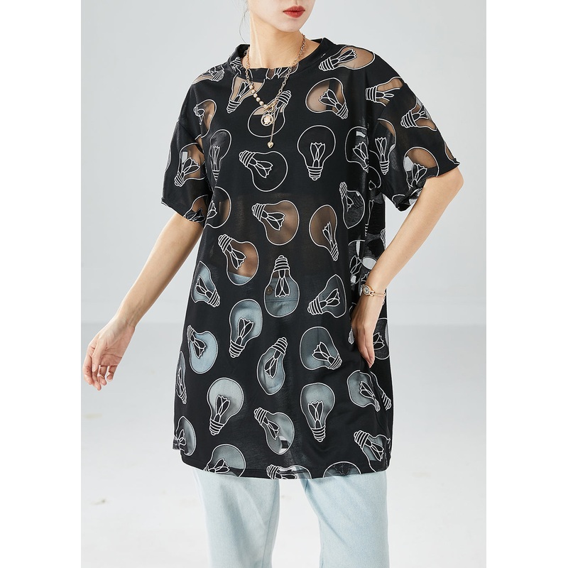 Classy Black Oversized Hollow Out Cotton Tank Summer