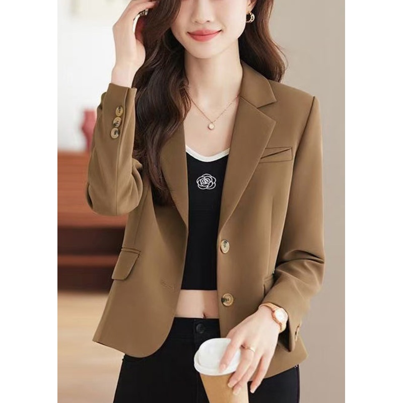 Apricot Silm Fit Formal Coats Notched Collar Spring