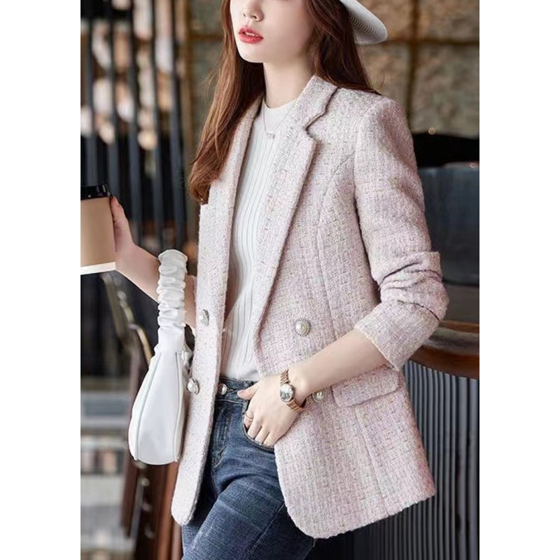 Boutique Pink Notched Woolen Coat Outwear Spring