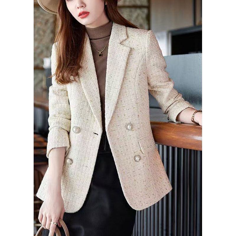 Classy Apricot Double Breast Woolen Coat Spring