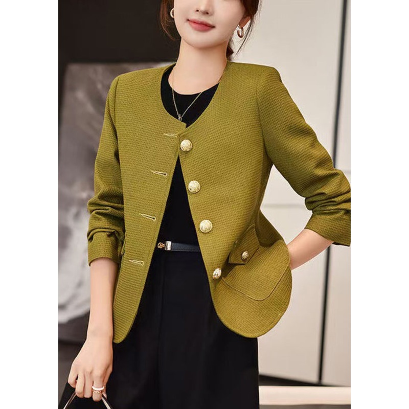 Formal Light Green Cotton Jackets Oversized Spring