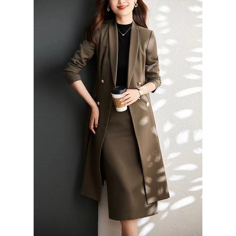 Handmade Brown Double Breast Cotton Trench Coats Spring