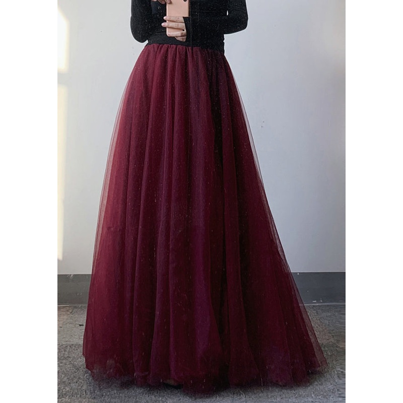 Modern Mulberry Elastic Waist Tulle Maxi Skirt