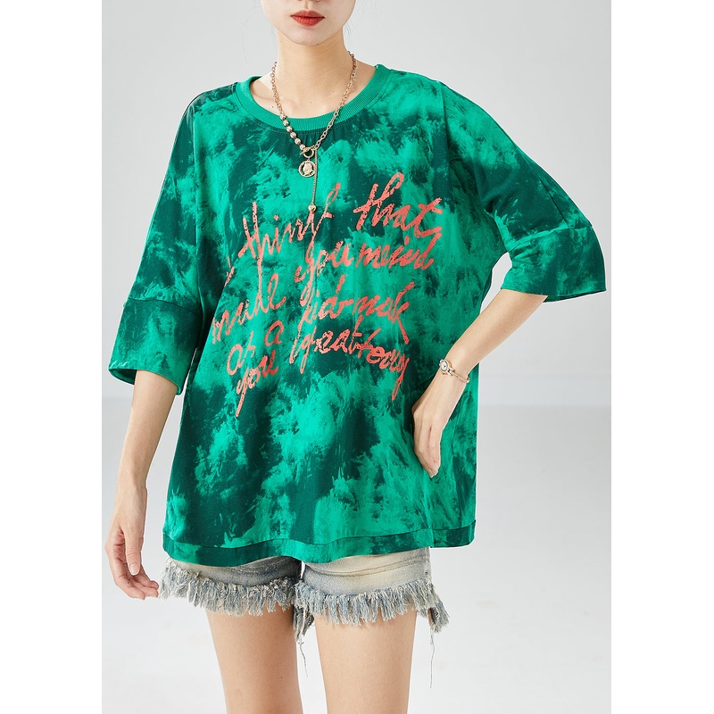 Natural Green Oversized Tie Dye Cotton Beach Vest Summer