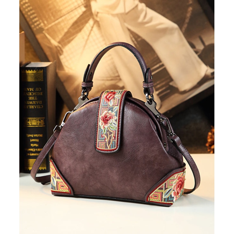 New Retro Embroidery Solid Durable Tote Handbag