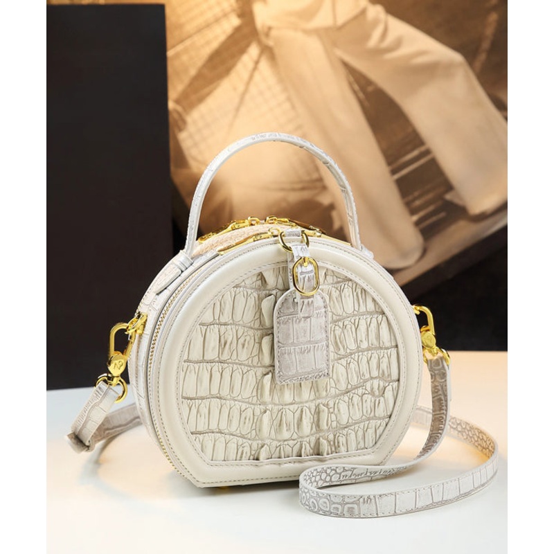 Stylish Alligator Pattern Durable Circular CrossBody Messenger Bag