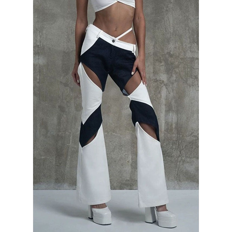 European And American Style Hollow Out Patchwork Cotton Flare Bottoms Summer