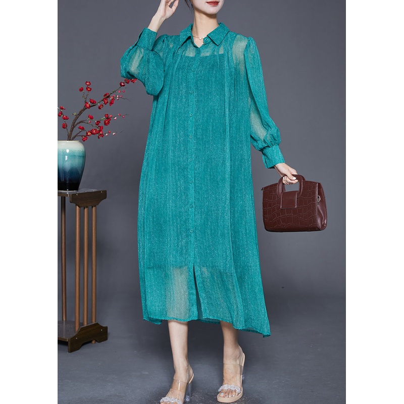 Bohemian Green Oversized Draping Chiffon Two Pieces Set Summer