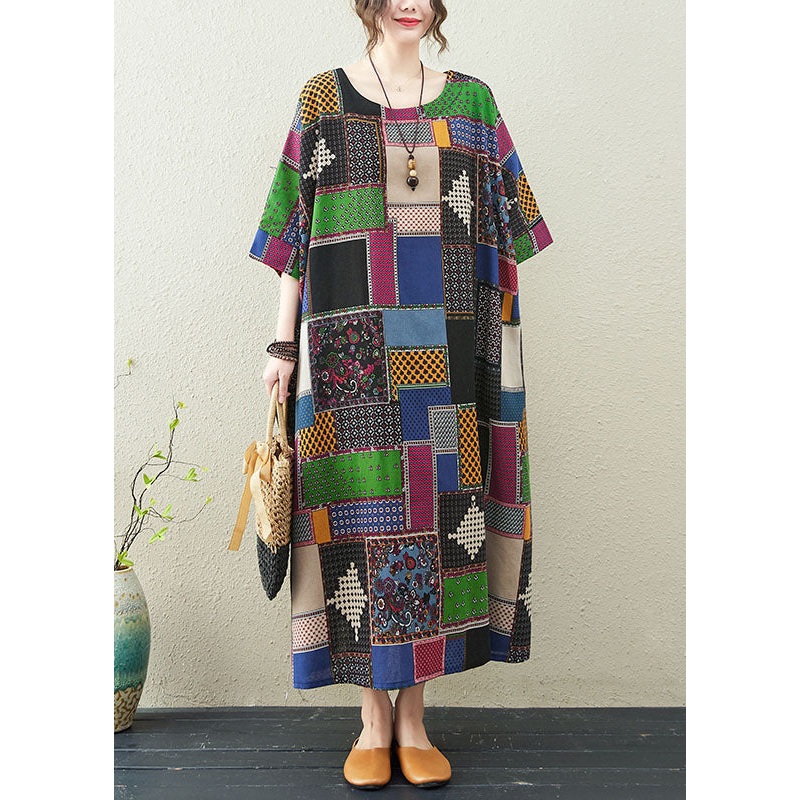 Bohemian O-Neck Print Maxi Dresses Summer