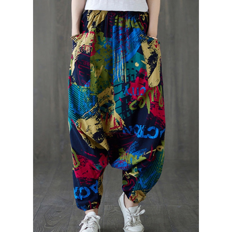 Casual Red Print Tie Waist Wide Leg Pants