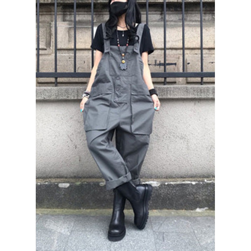 Grey Slash Neck Cozy Solid Jumpsuits