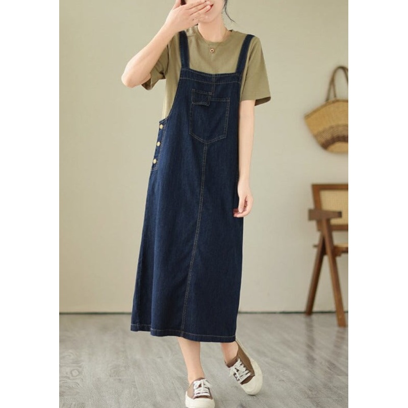 Plus Size Minimalist Denim Strap Dress Sleeveless Summer