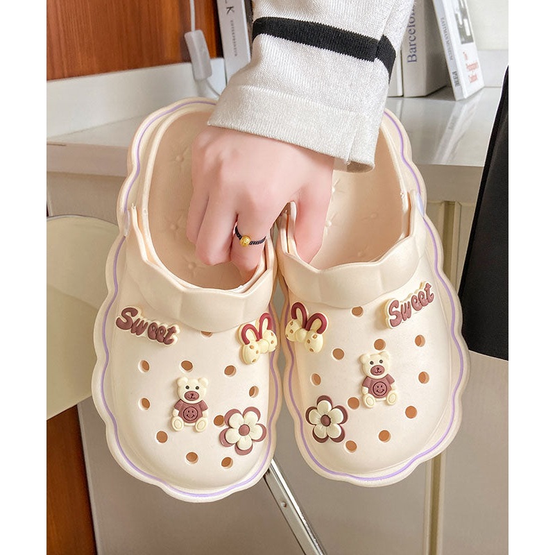 DIY Hollow Out Splicing White Beach Slide Sandals
