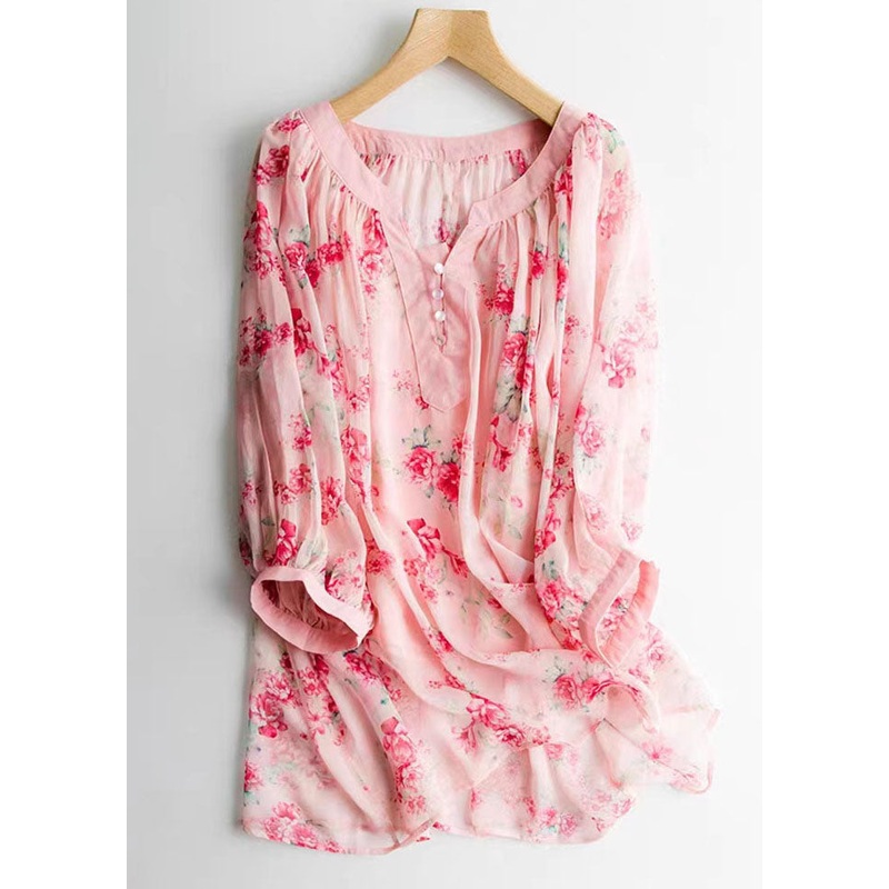 Quality Pink V Neck Wrinkled Chiffon Shirts And Spaghetti Strap Two Pieces Set Lantern Sleeve