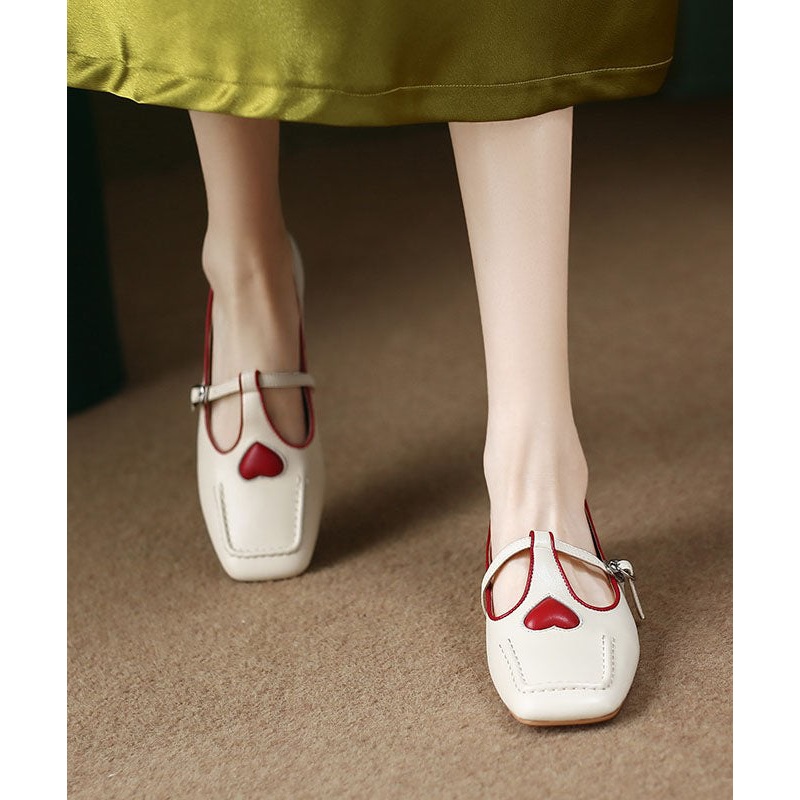 White Buckle Strap Heart Splicing Hiking Sandals Faux Leather