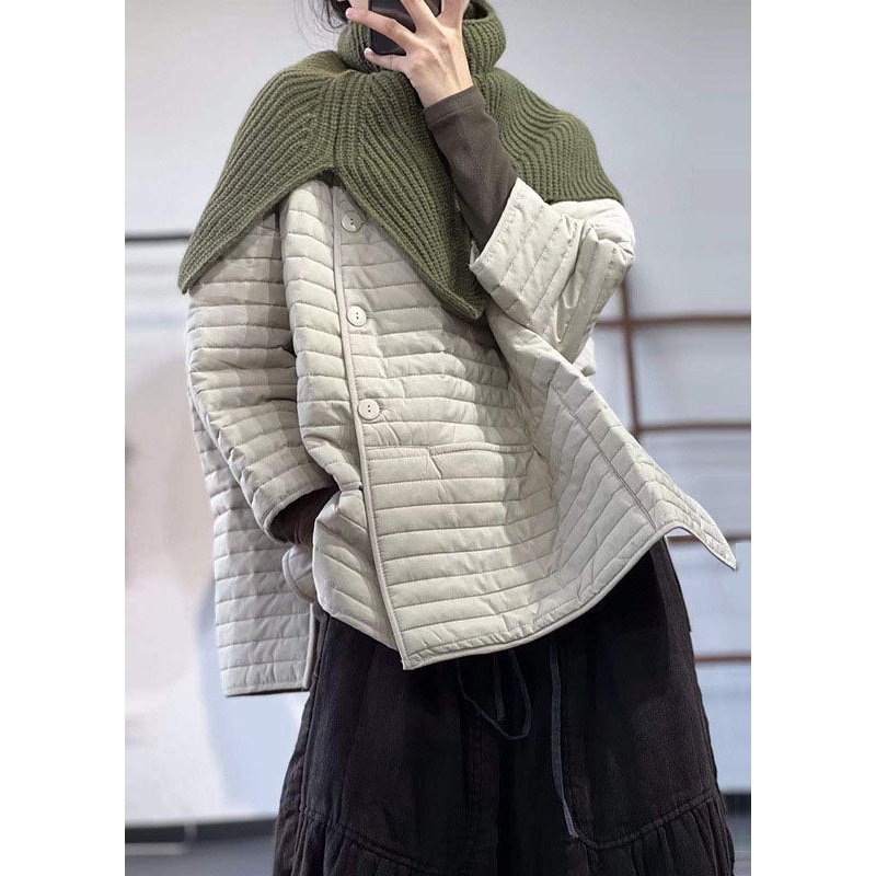 Boutique Apricot Oversized Striped Fine Cotton Filled Parka Jacket Winter