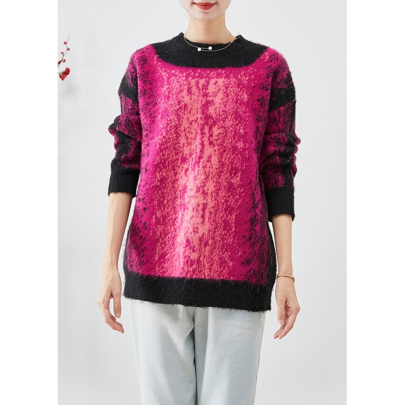 Handmade Purple Oversized Thick Tie Dye Knit Sweater Fall