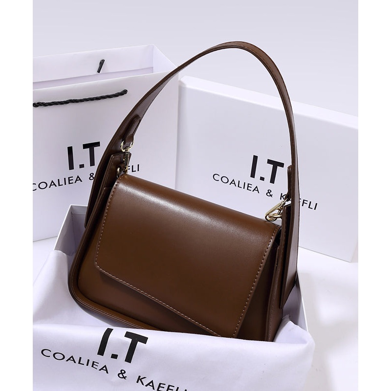 Boutique Coffee Versatile Calf Leather Satchel Handbag