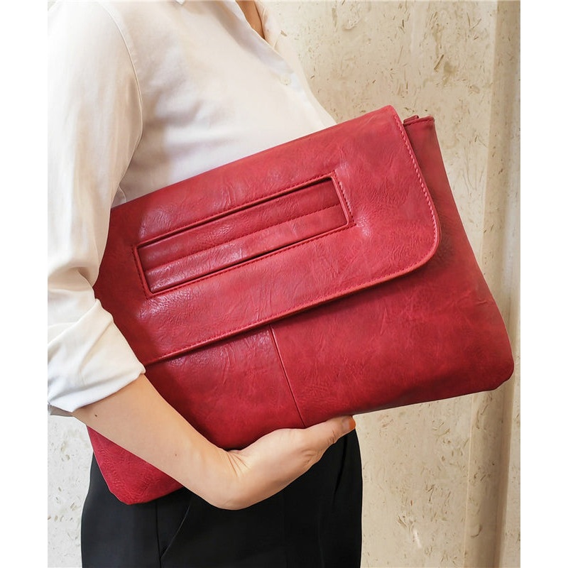 Casual Red Patchwork Faux Leather Wallet Purse