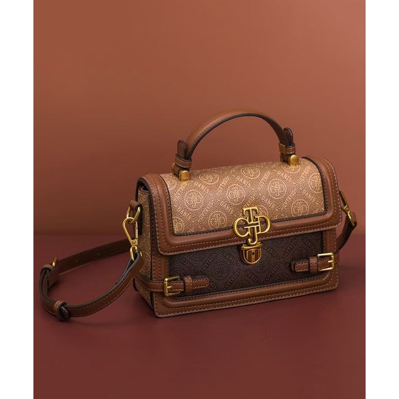 Chic Brown Versatile Calf Leather Messenger Bag