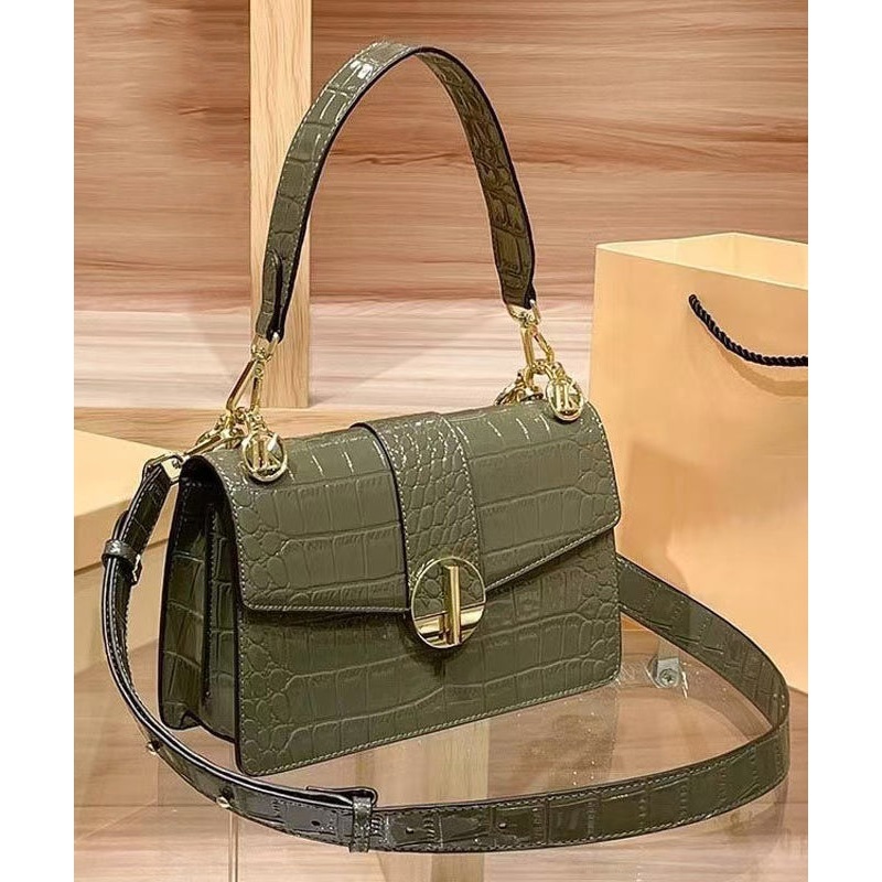 Classy Green Durable Calf Leather Satchel Bag Handbag