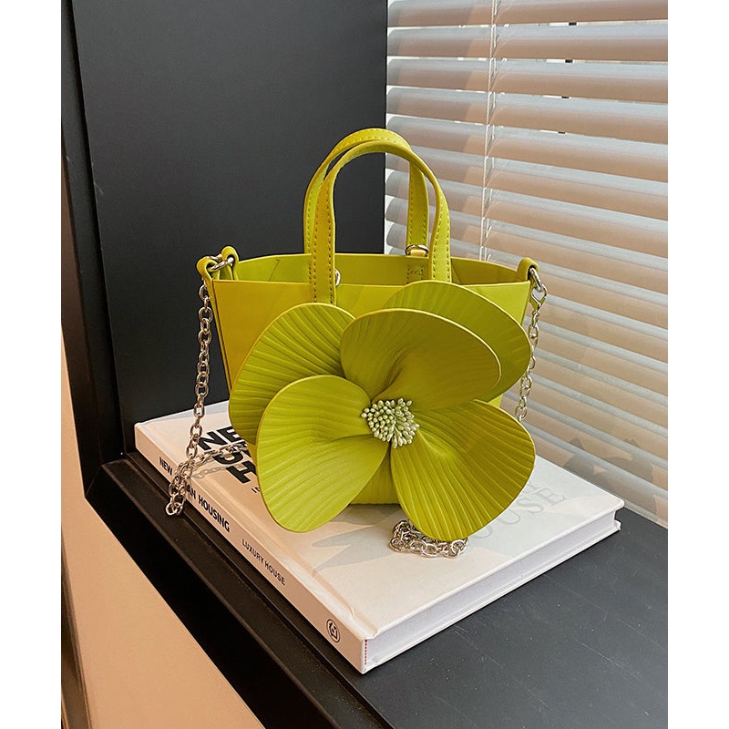 Fine Green Floral Patchwork Faux Leather Tote Handbag
