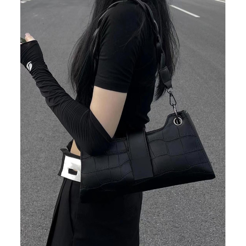 Modern Black Faux Leather Satchel Bag Handbag