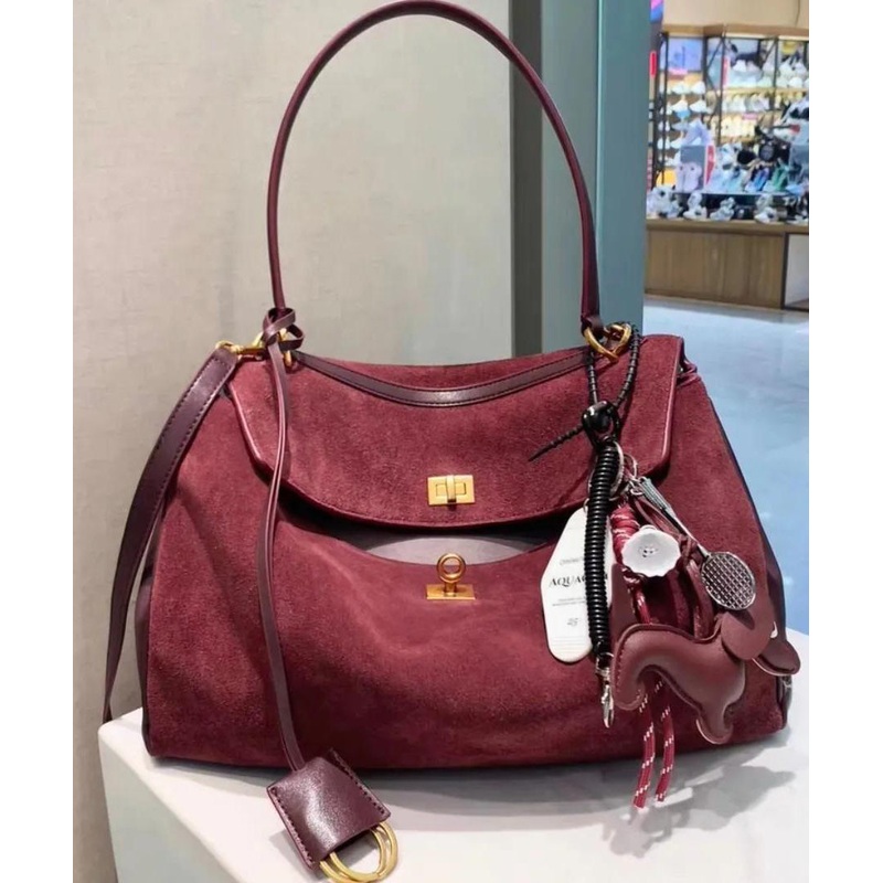 New Boutique Red Versatile Suede Satchel Handbag