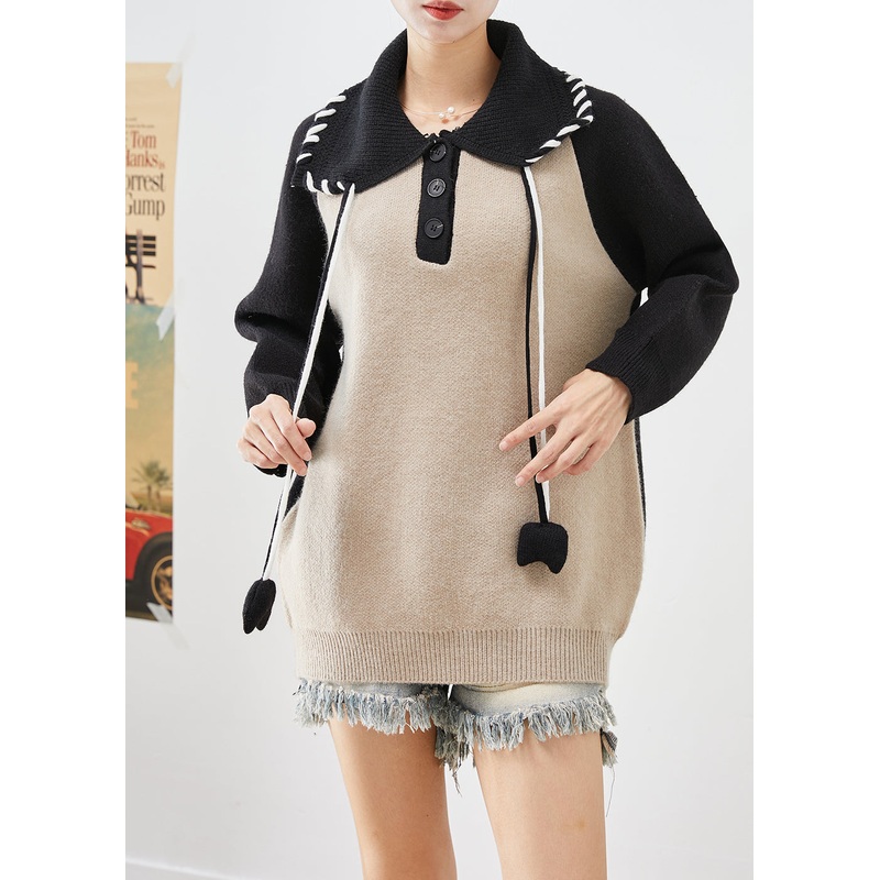 Plus Size Colorblock Oversized Patchwork Knit Pullover Streetwear Fall