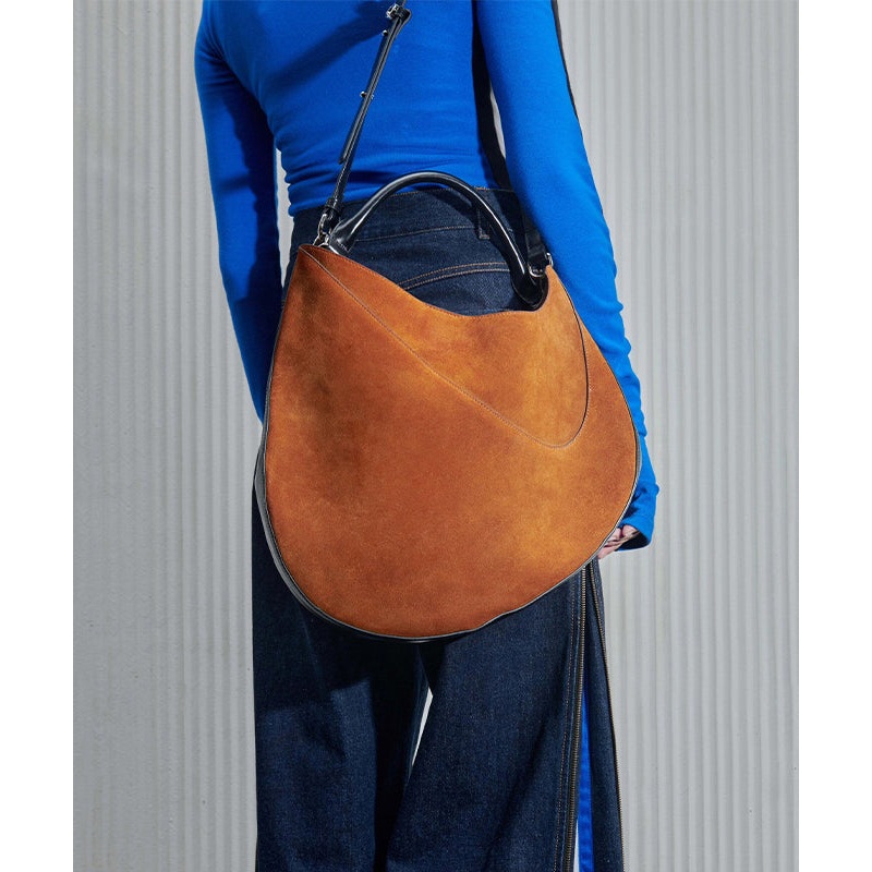Stylish Brown Asymmetrical Large Capacity Suede Messenger Bag
