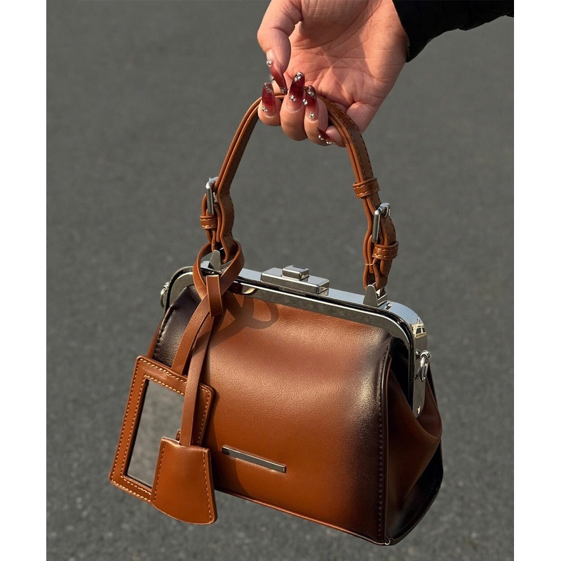 Stylish Brown Versatile Faux Leather Tote Handbag
