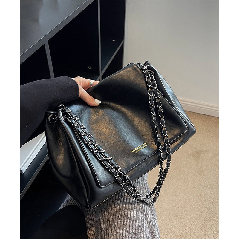 Women Black Patchwork Faux Leather Satchel Bag Handbag