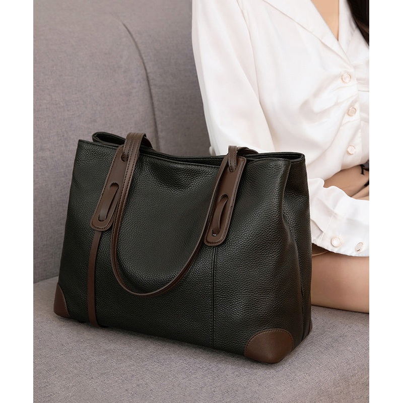 Women Brown Patchwork Faux Leather Satchel Handbag