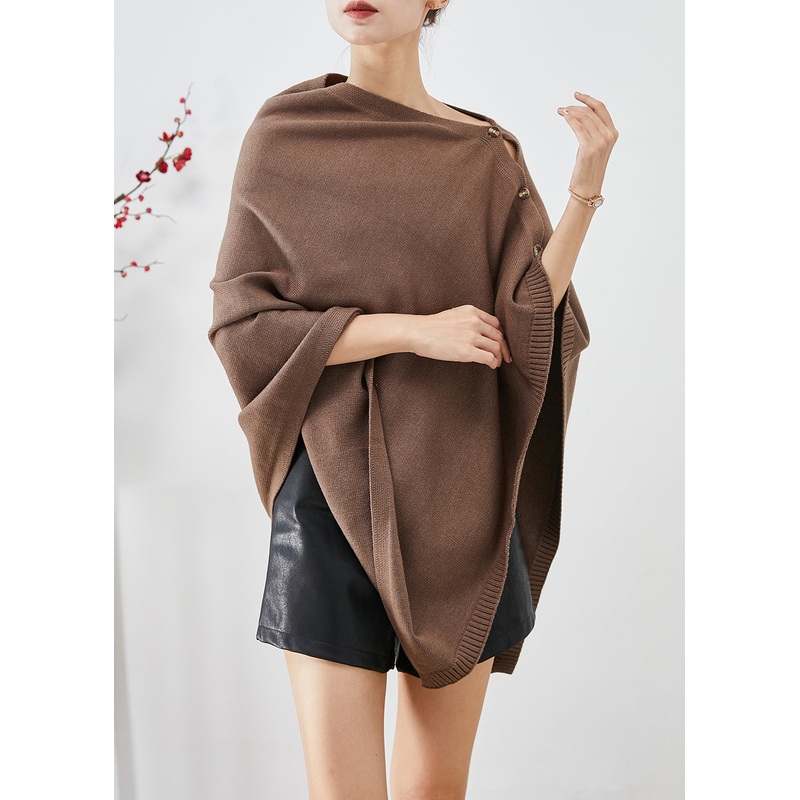 Art Coffee Asymmetrical Button Down Knit Scarf Tops Fall
