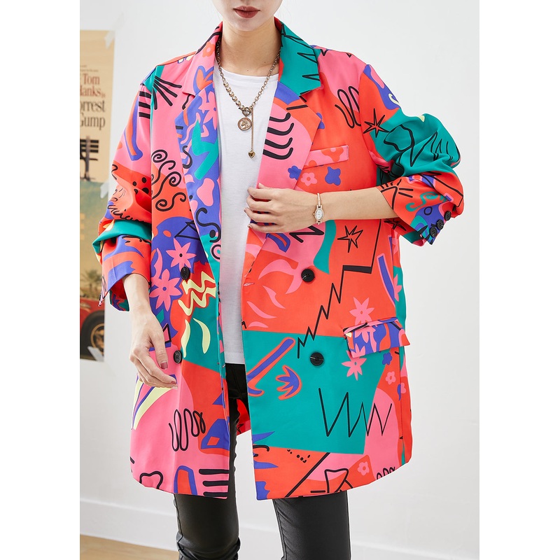 Art Original Design Lapel Print Spandex Coats Fall