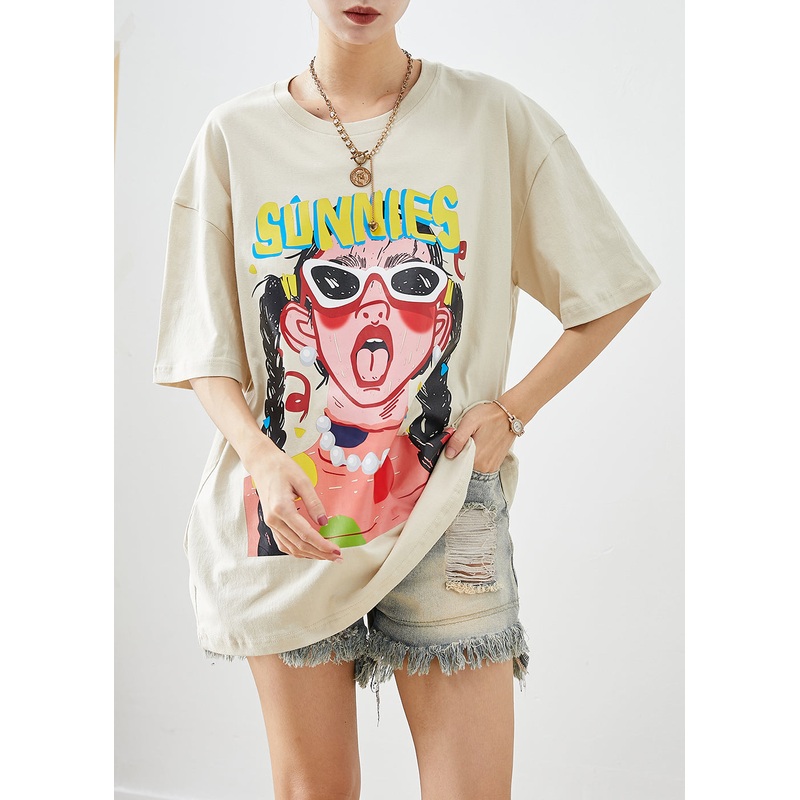 Boho Apricot Oversized Print Cotton Tank Summer