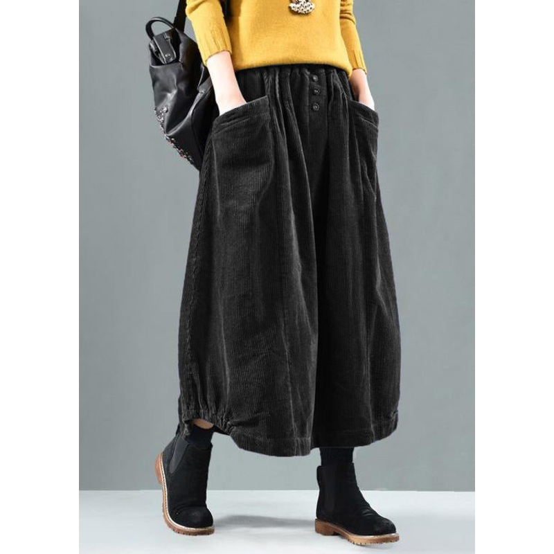 Women Elastic Waist Pockets Spring Wardrobes Tutorials Black Skirt