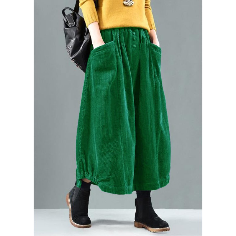 Women Elastic Waist Pockets Spring Wardrobes Tutorials green Skirt
